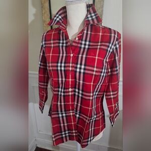 Burberry Red Plaid Women's Top
